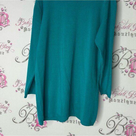 Holt renfrew studio turtleneck sweater turquoise blue soft stretchy vintage - Picture 6 of 6